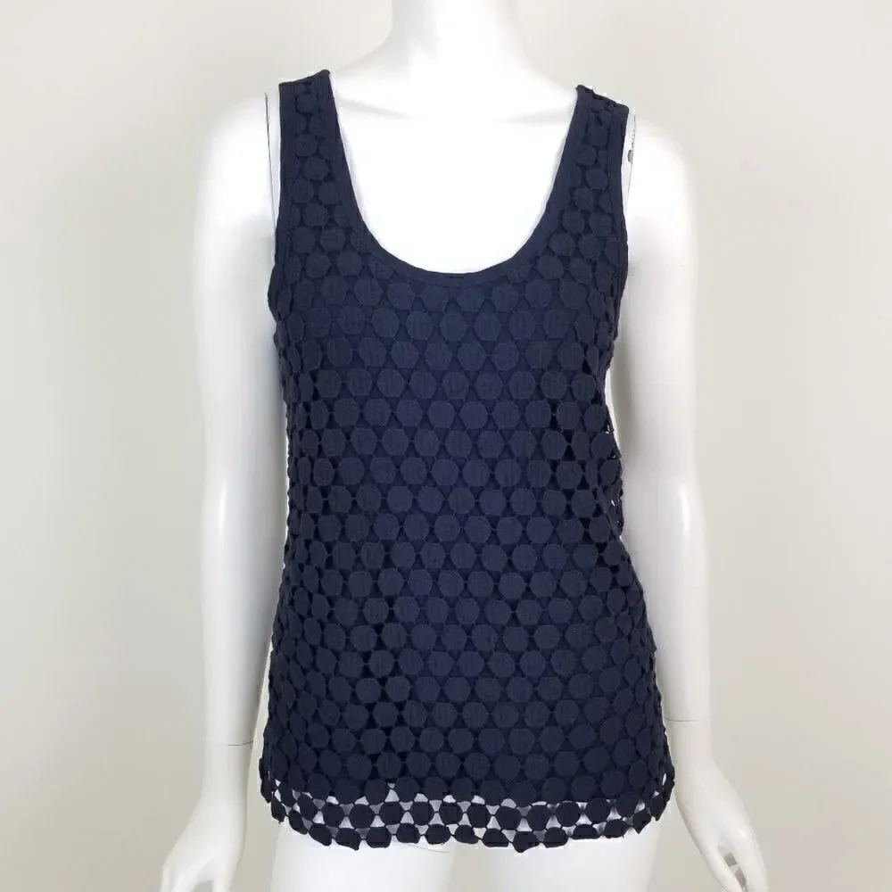 J. Crew Womens Size Small Navy Blue Tiered Dot Racerback Tank Top